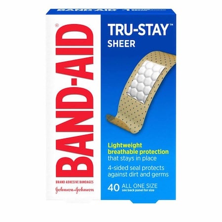 Band-Aid Tru-Stay Adhesive Strip 3/4 X 3 Inch Plastic Rectangle Sheer Sterile, 40PK 08137004666